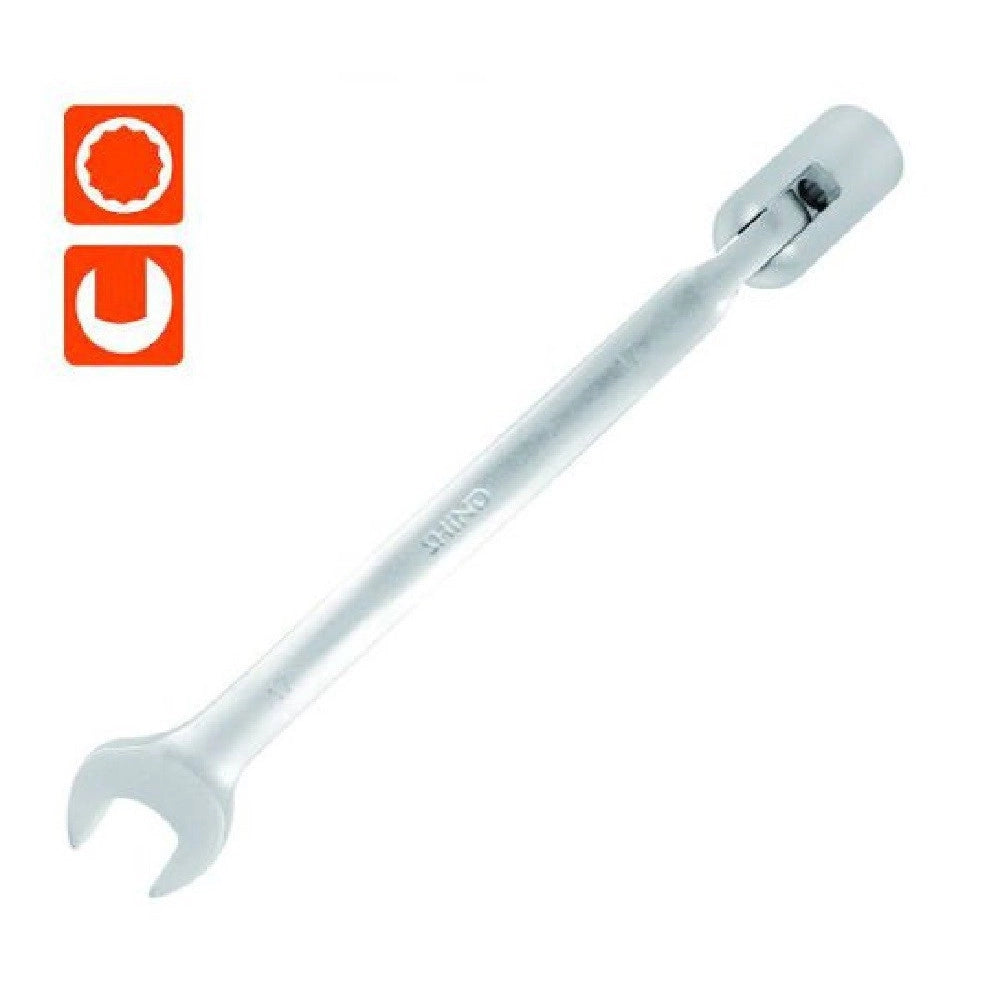 Trade Shop - Chiave Combinata 17mm Fissa E A Bussola Poligonale Con Snodo Cromo Vanadio 97565 -