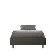 BS COM Letto una piazza e mezza con rete imbottito 120x190 microfibra grigio