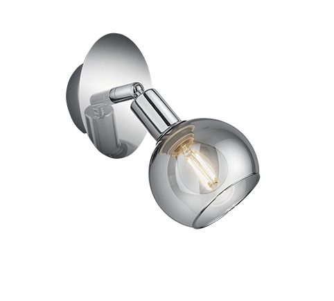 Faretto Soffitto Parete 1 Spots metallo Cromo Vetro Fume Brest GD Trio