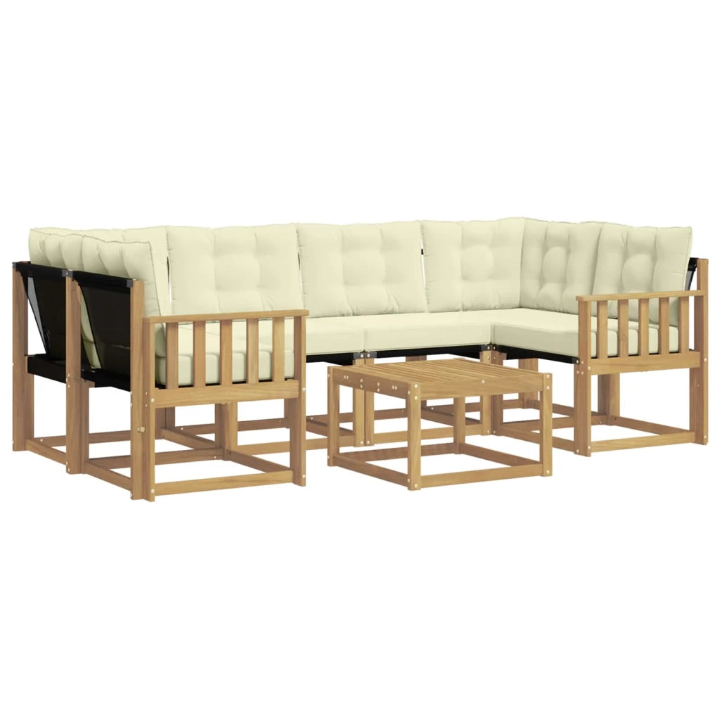 Set di divani da esterno 7 pz Bianco e Crema 3389256
