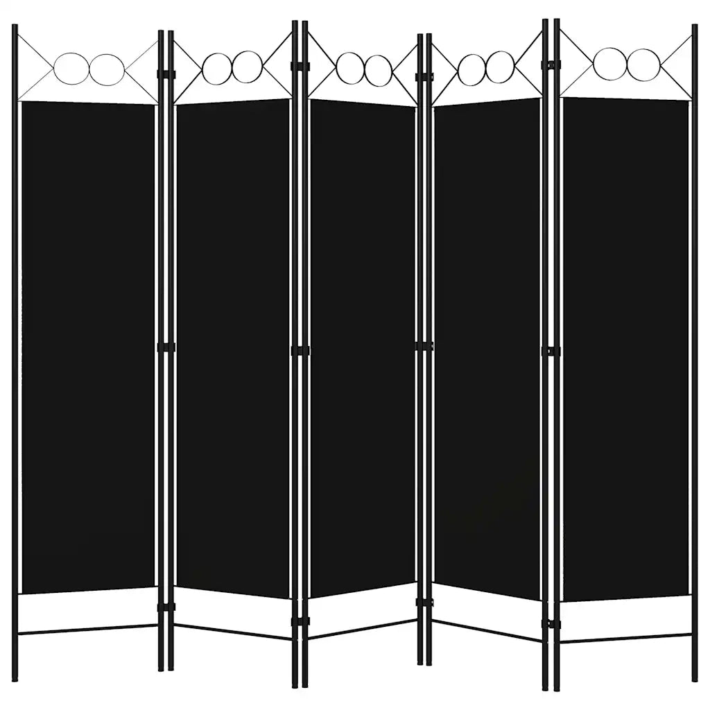 Divisorio Ambienti | Divider per stanze | Paravento a 5 Pannelli Nero 200x180 cm