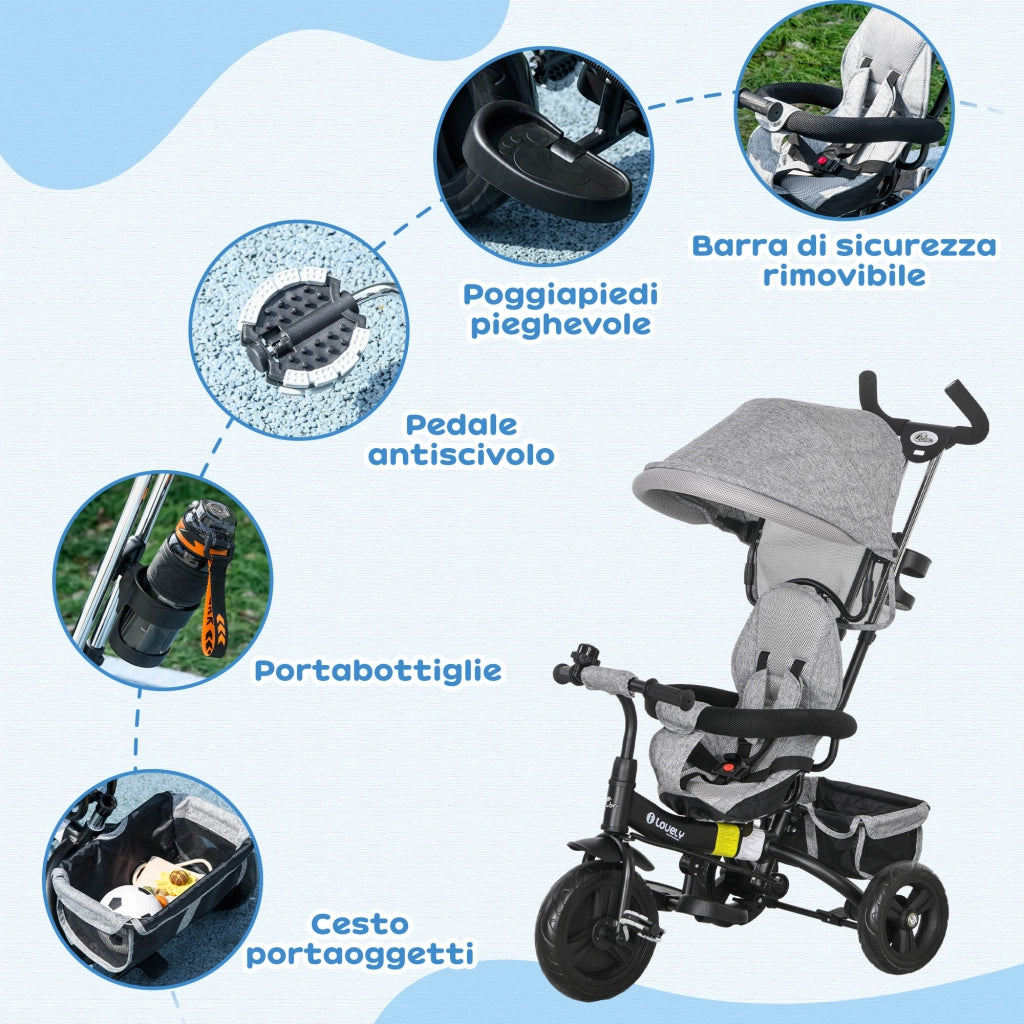 Triciclo Bambini 6 in 1 ¨C Minimal ¨C Grigio