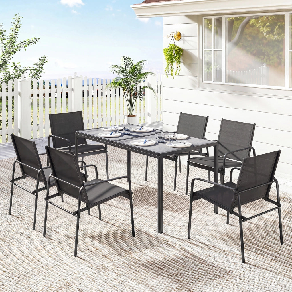 Set Tavolo e Sedie da Giardino ¨C Minimal ¨C Nero 6 Pezzi