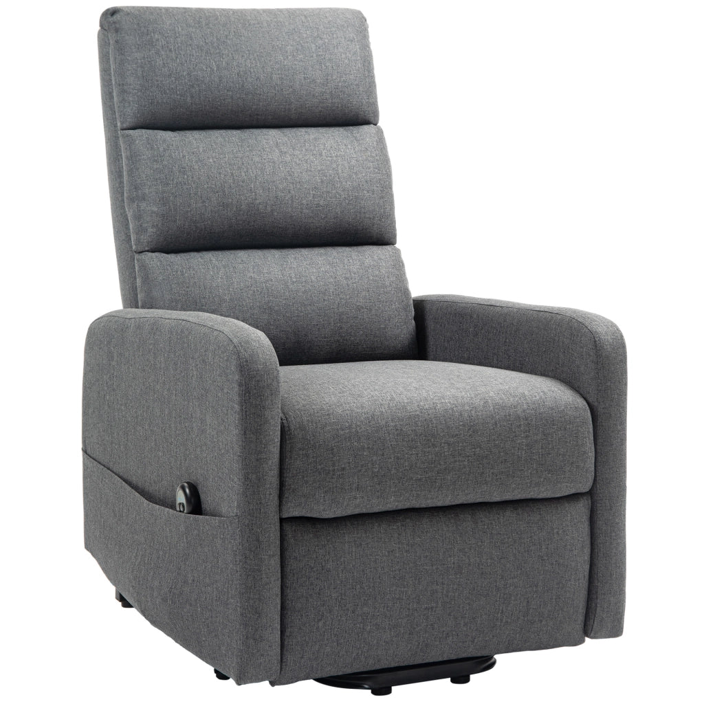 Poltrona relax elettrica alzapersona con telecomando ¨C Xylo ¨C tessuto grigio con tasca laterale