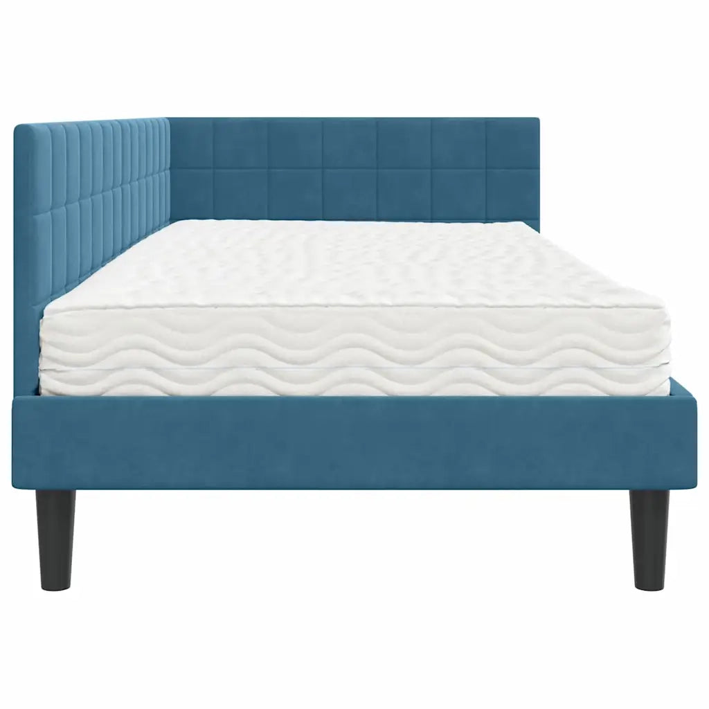Struttura Letto Angolare con Materasso 2 pcs Blu Velluto 3393977