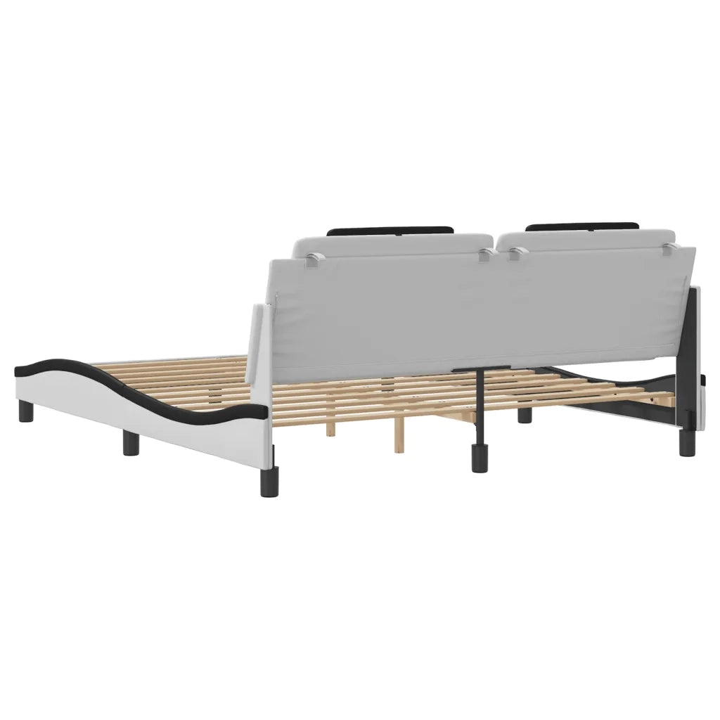 Letto matrimoniale | Letto per adulti | Giroletto Viana con LED senza Materasso Bianco e Nero 180x200 cm