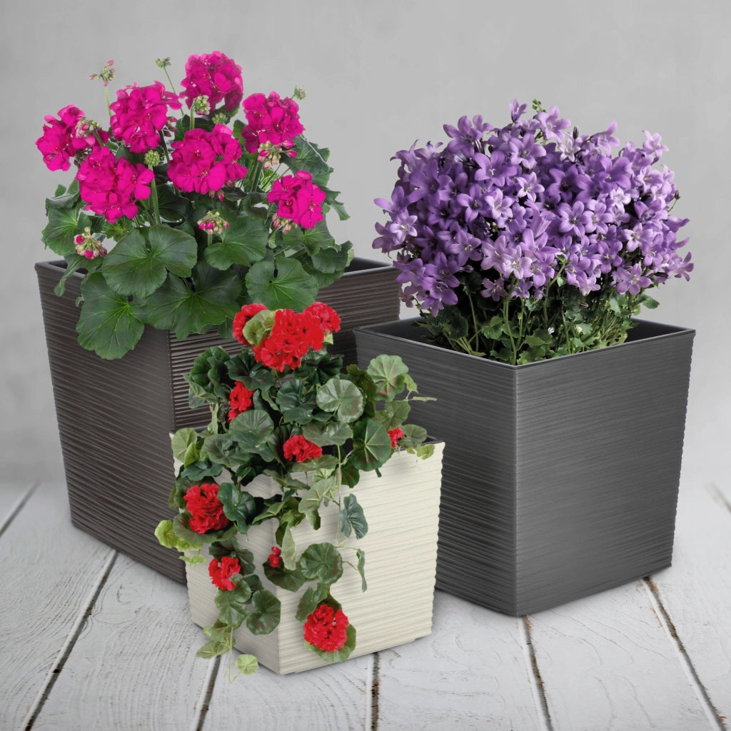 Vaso da fiori KADAX, vaso da fiori, 25 cm, coperchio in plastica grigia, con inserto