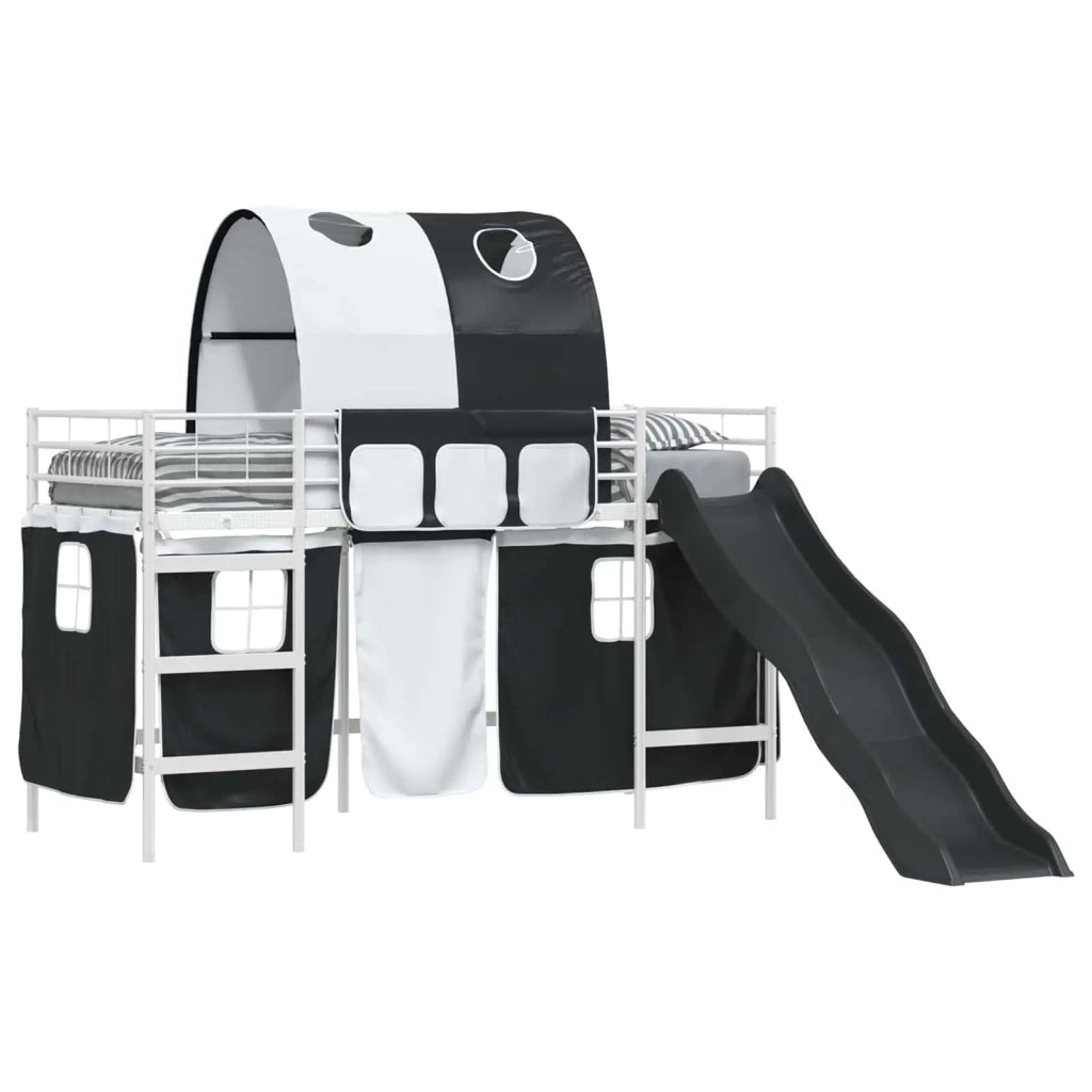 Struttura del letto loft per bambini Bianco e Nero Metallo