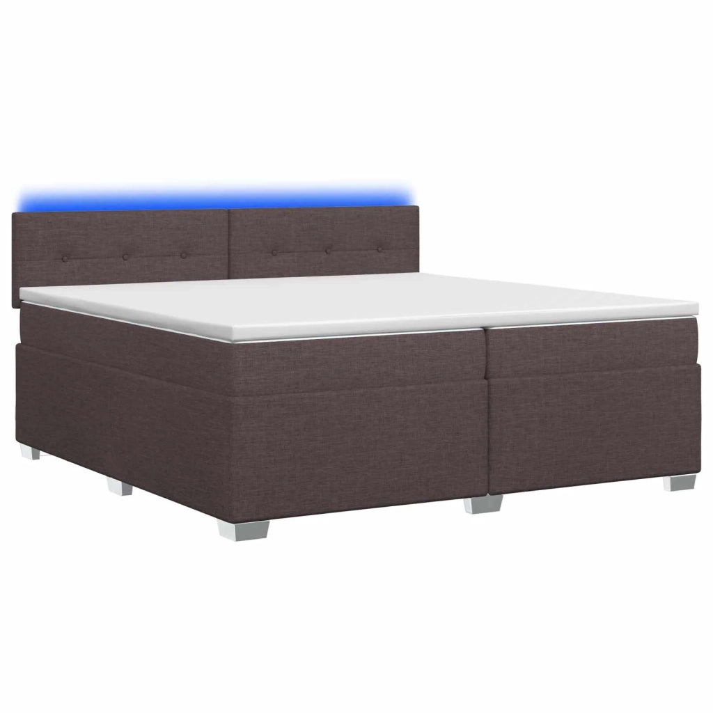 Letto con Box Spring, Materasso e LED Marrone Scuro Tessuto 3452025