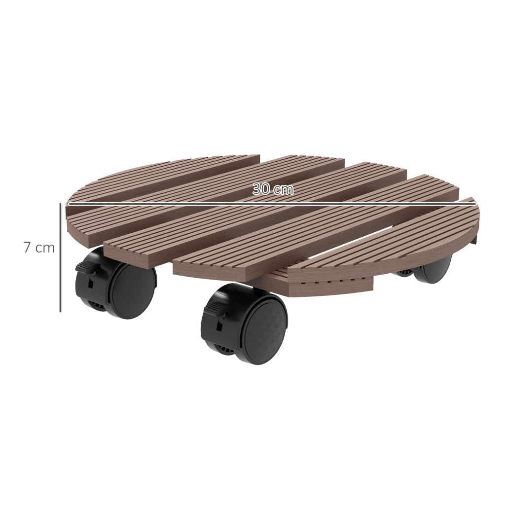 Set 4 Supporti Rotondi ?30 cm per Piante con Ruote ¨C Xylo ¨C Interno ed Esterno
