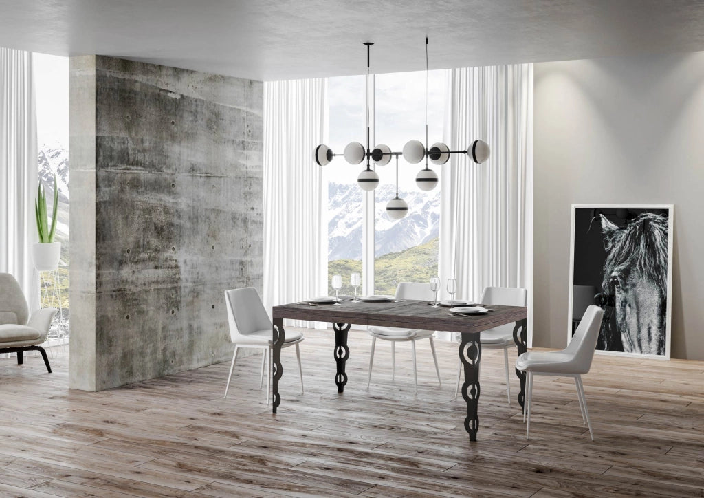 Tavolo Allungabile 140-244x90x77 cm Karamay Noce Telaio Antracite