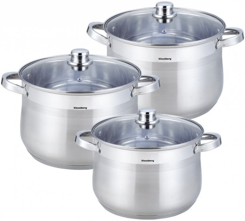 Klausberg KB-7177 Set di 3 pentole in acciaio inox