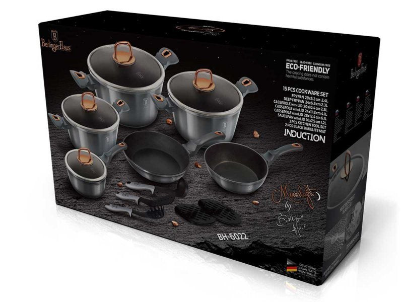 Berlinger haus BH-6022 Moonlight Granite Cookware Set - Pentole e padelle resistenti