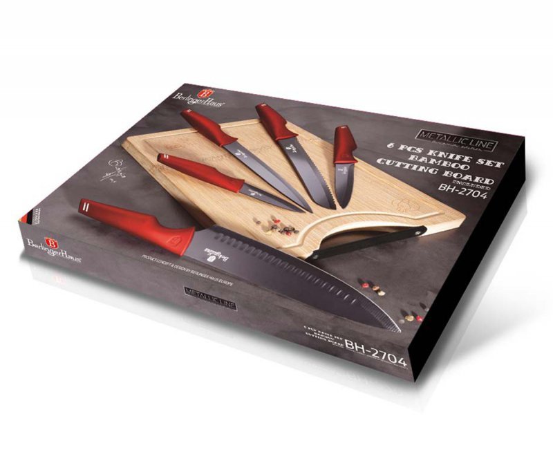 Berlinger haus BH-2704 Set di 5 coltelli da cucina con tagliere in bambù