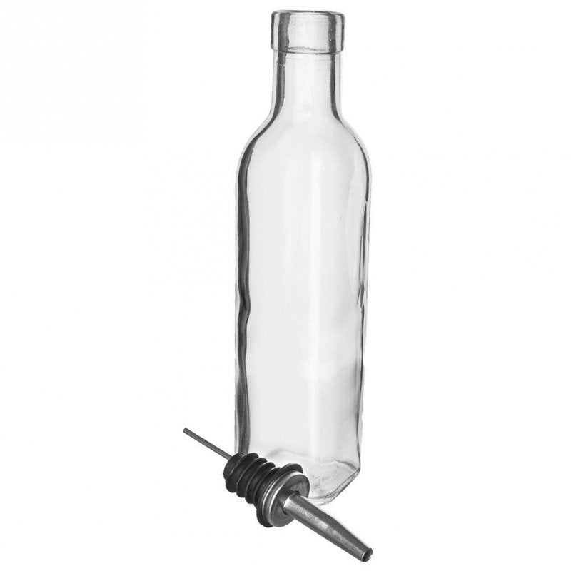 Set di dispenser per olio d'oliva e aceto Orion - Bottiglie di vetro con supporto