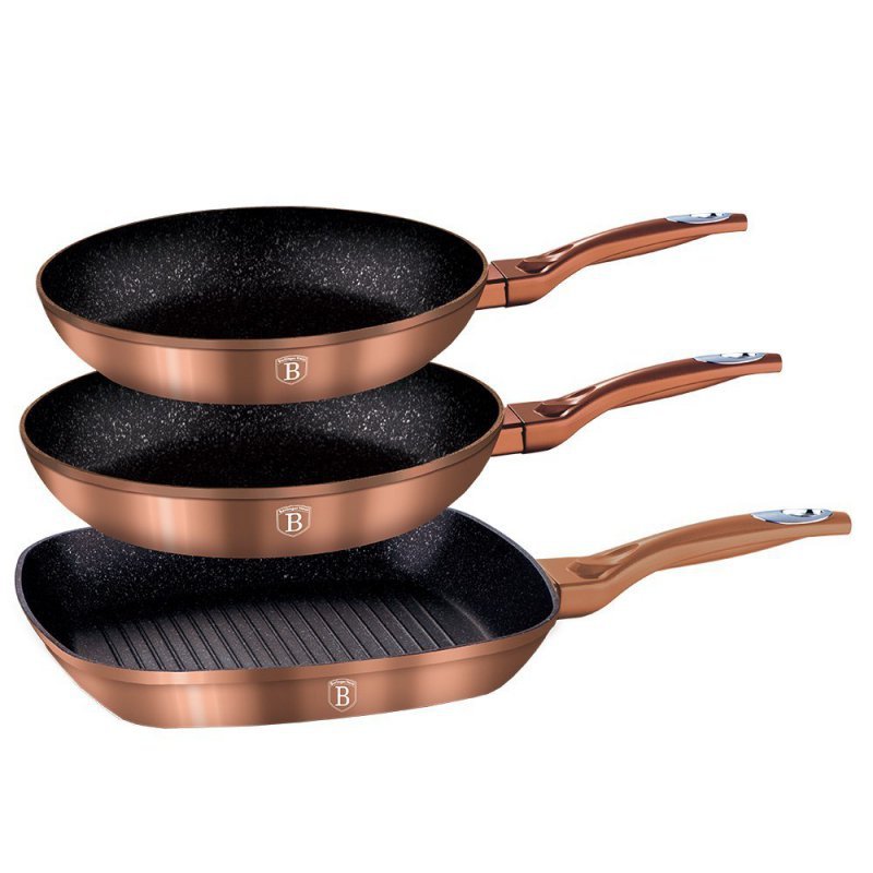 Berlinger haus BH-1279 Set di 3 padelle in granito con manici Soft Touch