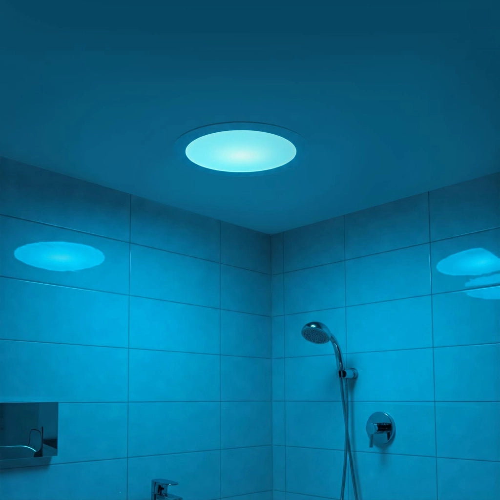Faretto LED incasso pannello tondo slim DMX RGB multicolore luce calda 24V impermeabile cromoterapia box doccia bagno 22W foro 215mm