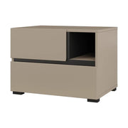 Tavolino da notte HAVANA beige e nero – 2 cassetti e 1 nicchia – Contenitore moderno ed elegante design