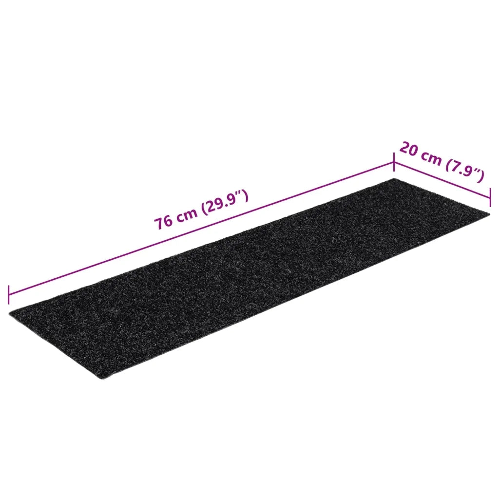 Tappetini per scale autoadesivi 15 pz | Gradini per Scale 76x20 cm neri rettangolari