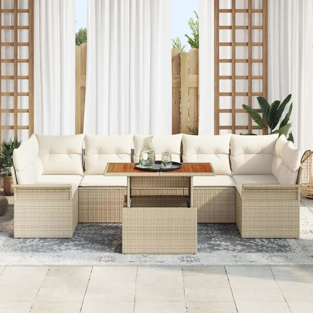 Set Divano da Giardino 8 pcs Beige Poly Rattan 3358038