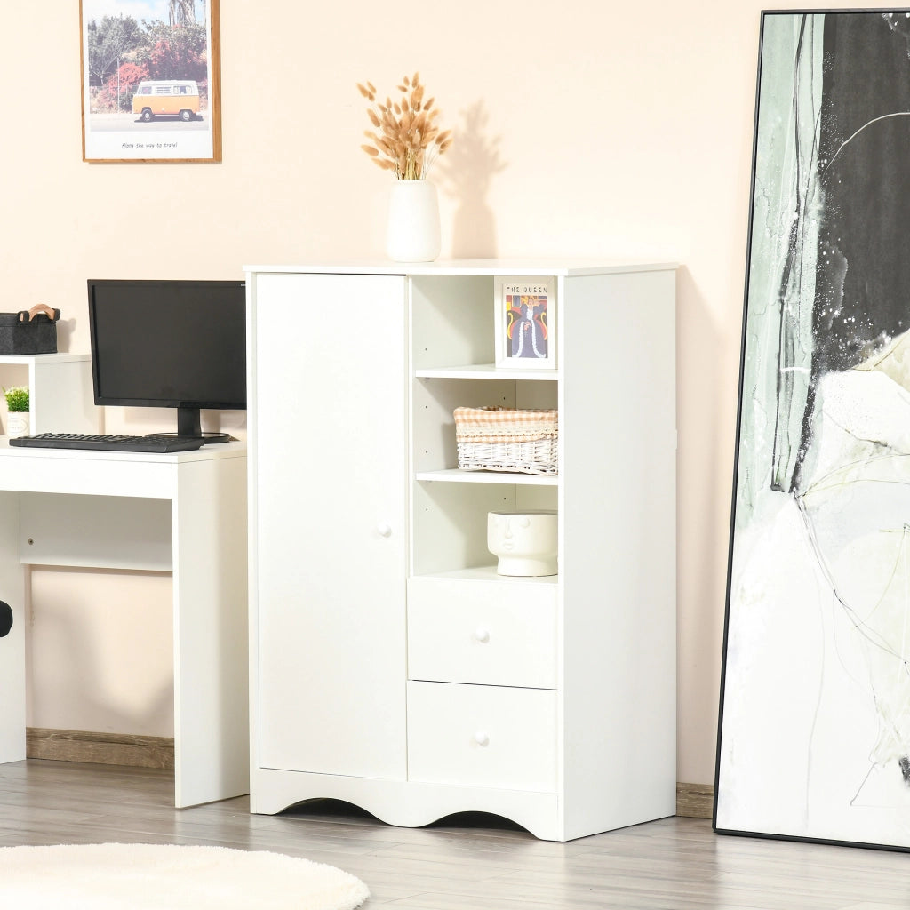 Armadio con Ante, 5 Ripiani, 3 Nicchie e 2 Cassetti ¨C Minimal ¨C Bianco