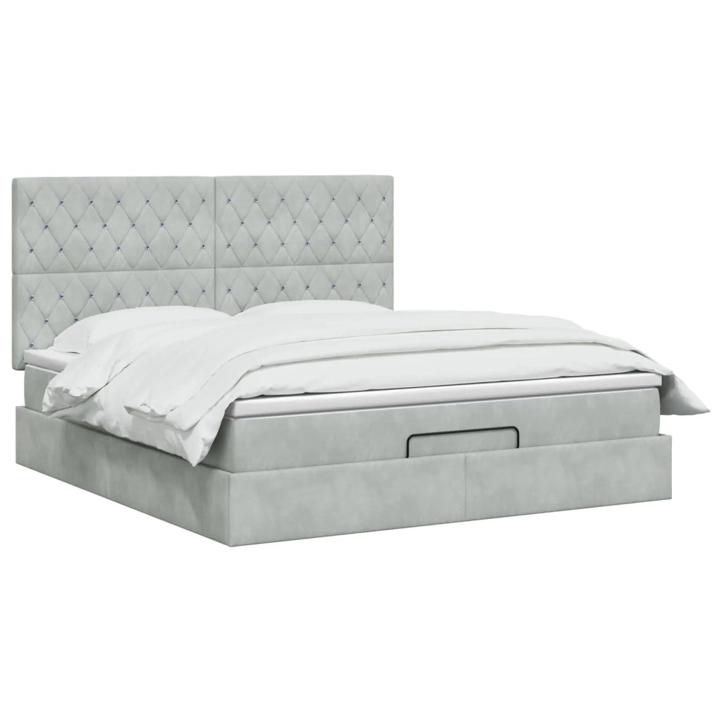 Letto ottomano con materasso Grigio Chiaro 140 x 200 cm Velluto 3457653