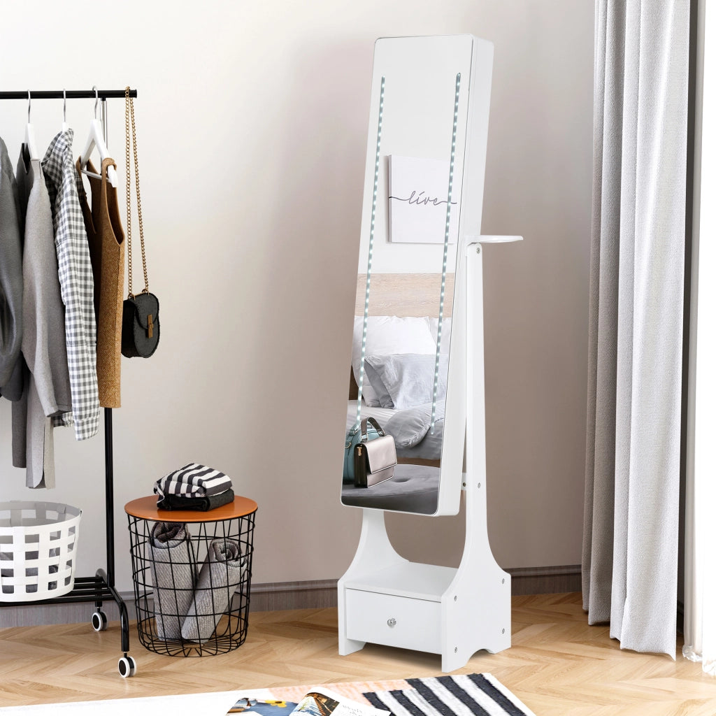 Armadio Portagioie con Specchio e Luci LED ¨C Minimal ¨C Bianco