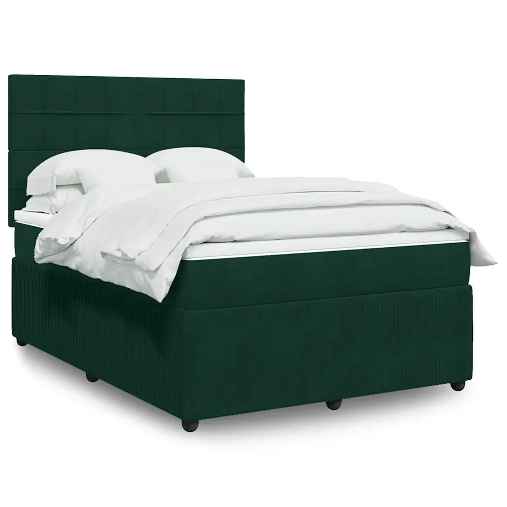 Giroletto a Molle con Materasso Verde Scuro 140x190 cm Velluto