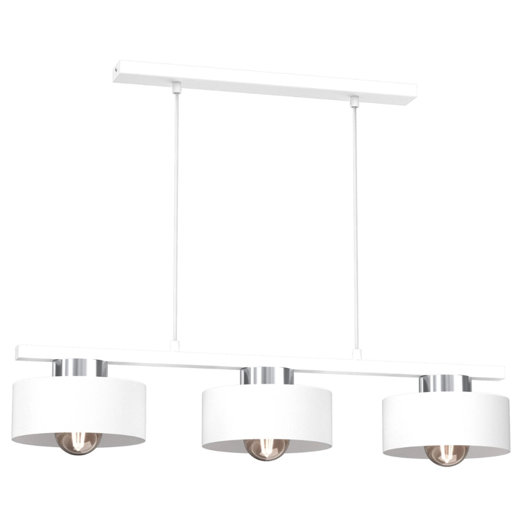Sospensione barra metallo bianca/cromo Marti 3xE27 15W