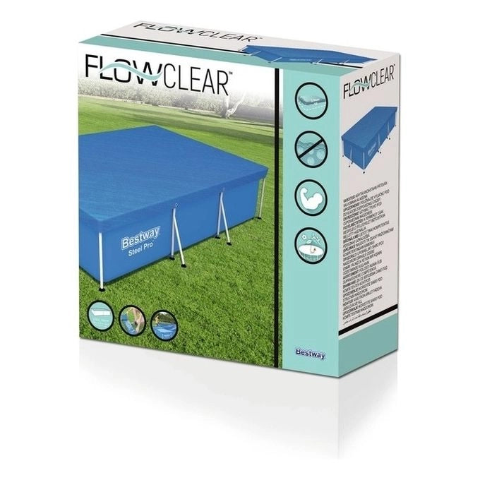 Bestway 58106 Flowclear Telo Copertura Piscina Rettangolare Fuori Terra 304x205 cm per Piscine 300x201x66 cm