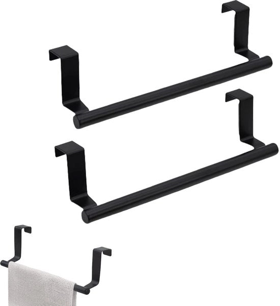 Sostegno per Asciugamani 2 Pezzi - Sostegno per Asciugamani Appeso - In Acciaio Inossidabile - Per Porte dei Cassettoni - Facile da Installare - 23,6 x 2,5 x 5 cm - Appoggio per Asciugamani