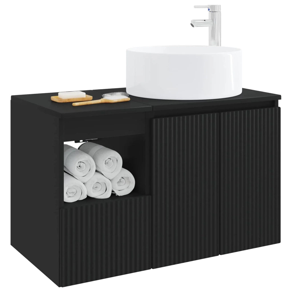 Set di mobili per il bagno 2 pz Nero Legno ingegnerizzato 3404105