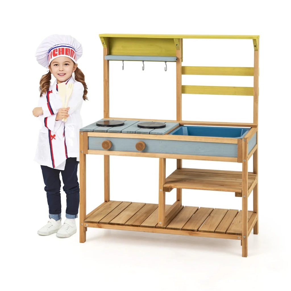 Cucina in legno di abete 75 x 36 x 92 cm lavello multiuso ampio spazio contenitivo stile giocoso legno multicolore 20_0011587