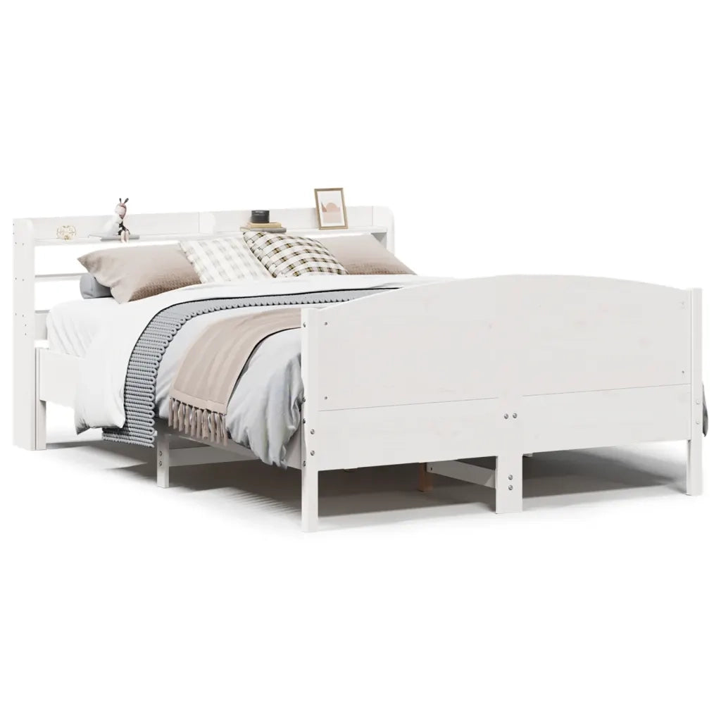 Letto senza Materasso-Struttura Letto Bianco 160x200 cm Legno Massello di Pino 185765