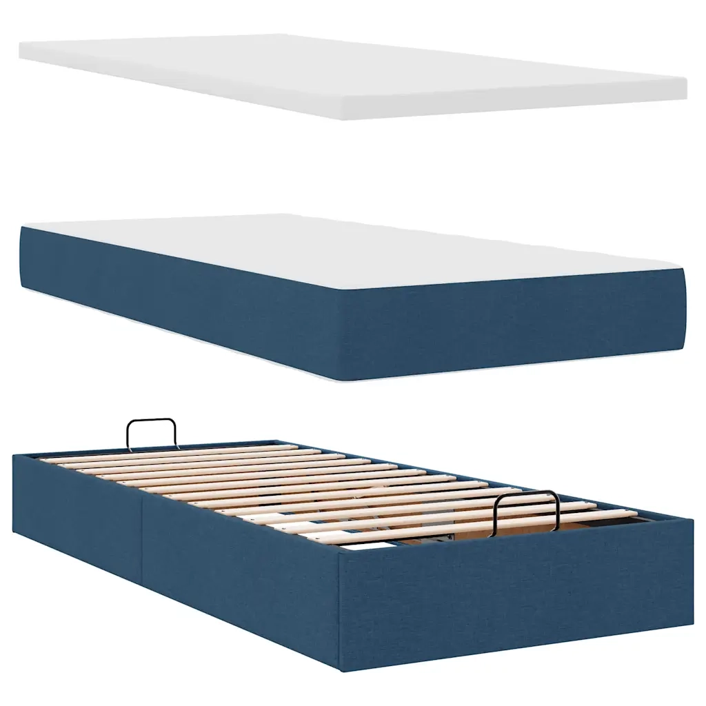 Pouf Letto con Materasso e LED Blu 100x200 cm in Tessuto 3313905