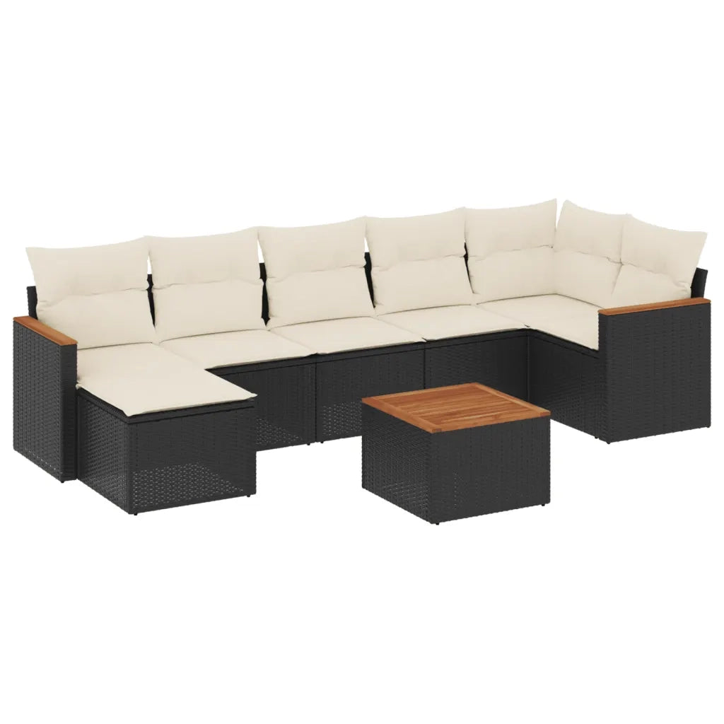 Set Divani da Giardino con Cuscini 8 pz Nero in Polyrattan