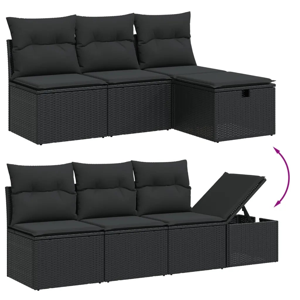 Set Divani da Giardino con Cuscini 8 pz Nero in Polyrattan 3265073