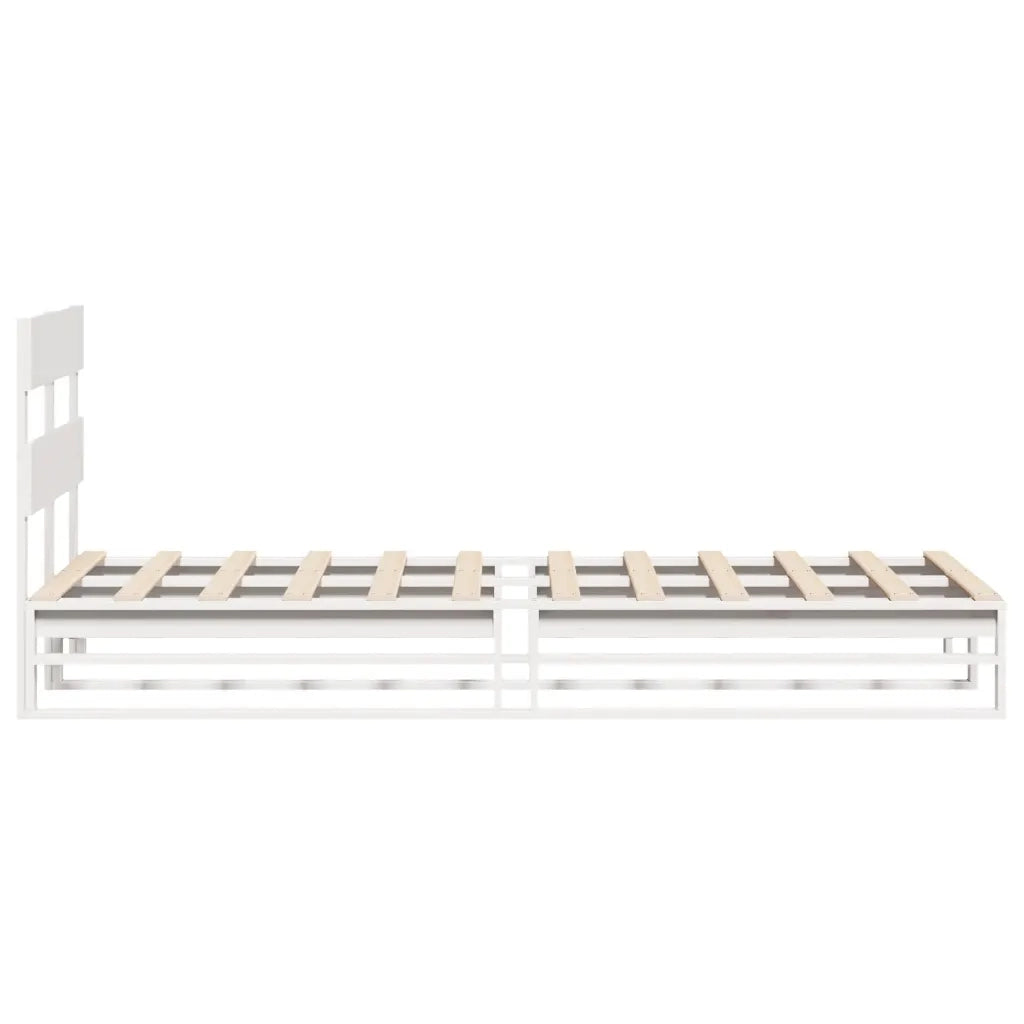 Letto singolo | Letto per adulti | Giroletto senza Materasso Bianco 100x200 cm Legno Massello Pino