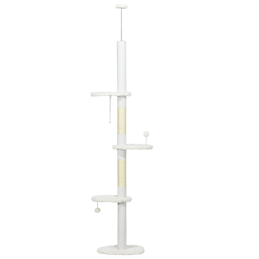 Tiragraffi per Gatti da Soffitto ¨C Xylo ¨C Regolabile 225-255 cm Sisal Bianco