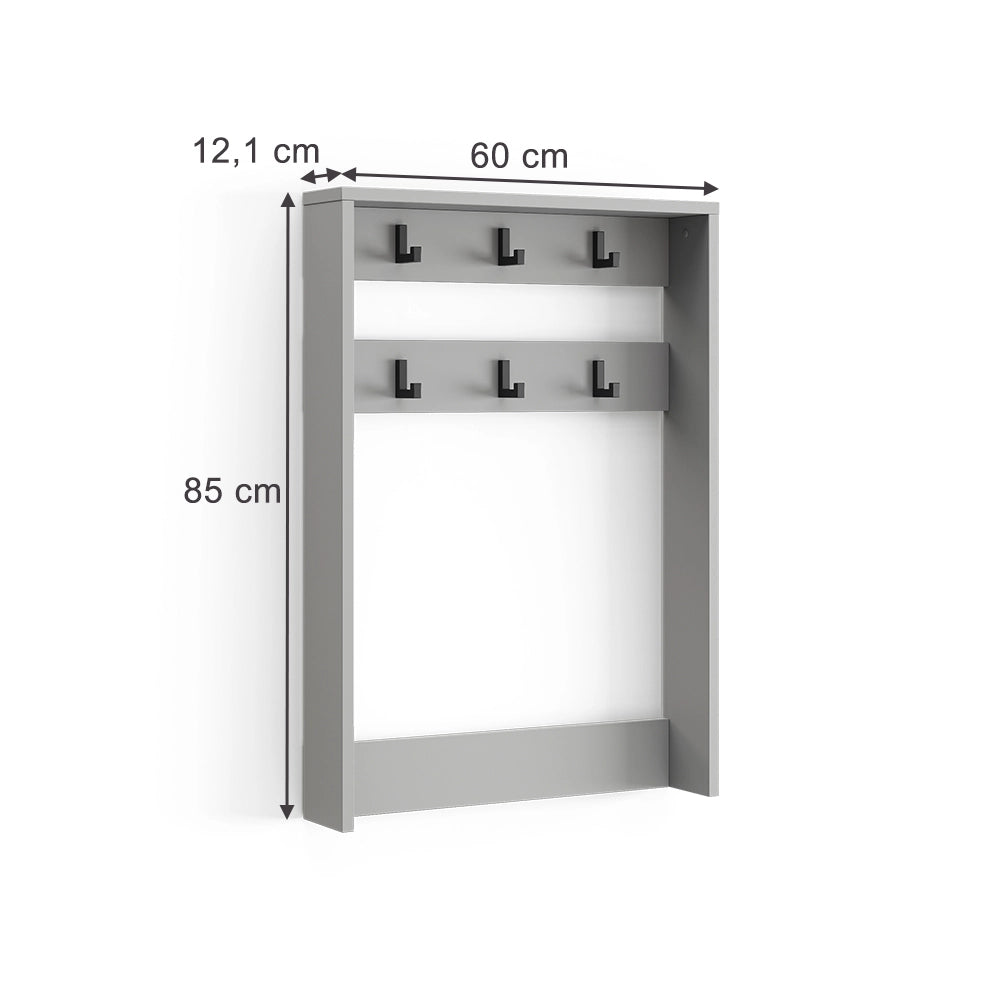 Vicco Appendiabiti da parete Grigio 60 x 85 cm