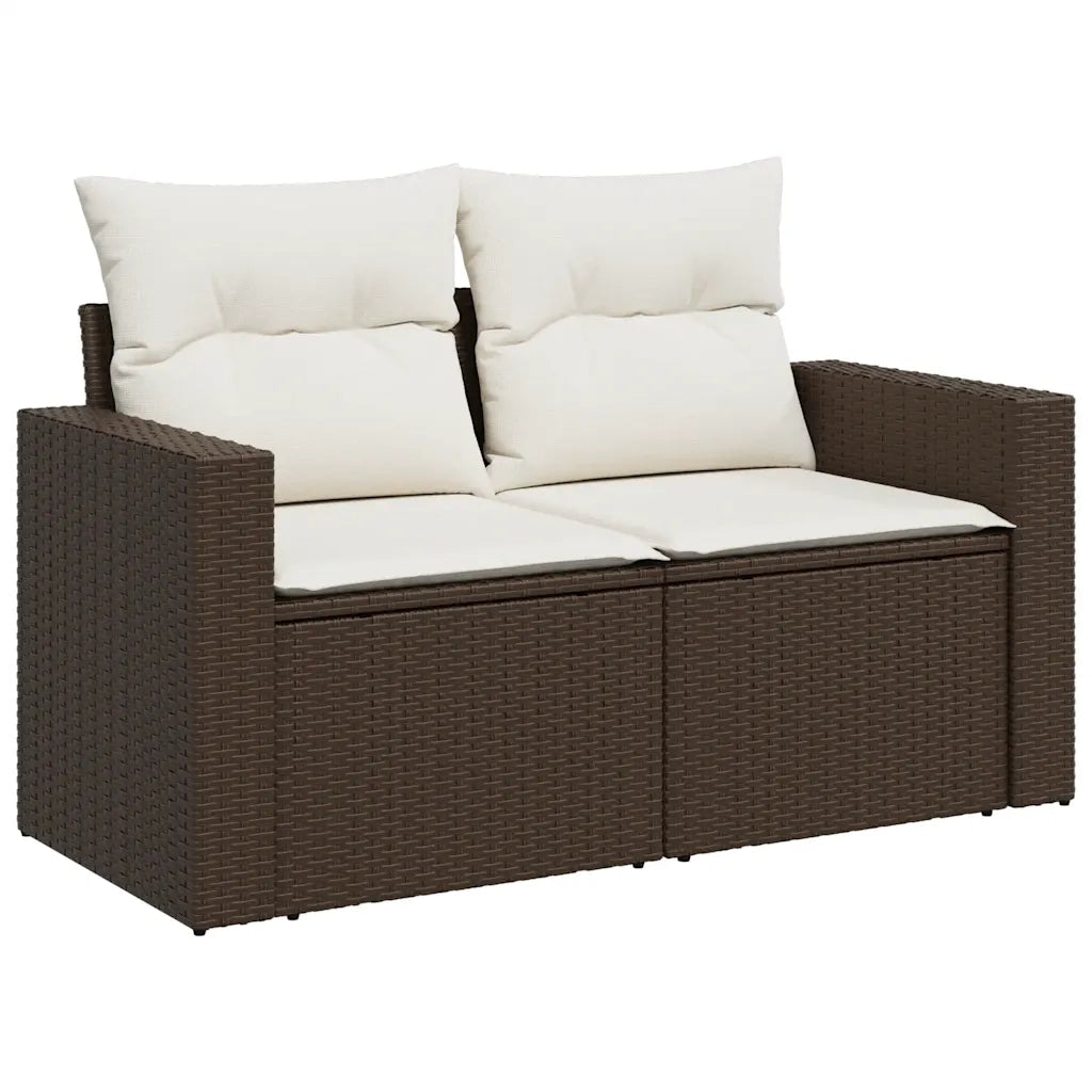 Set Divani da Giardino 11 pz con Cuscini Polyrattan Marrone 3219493