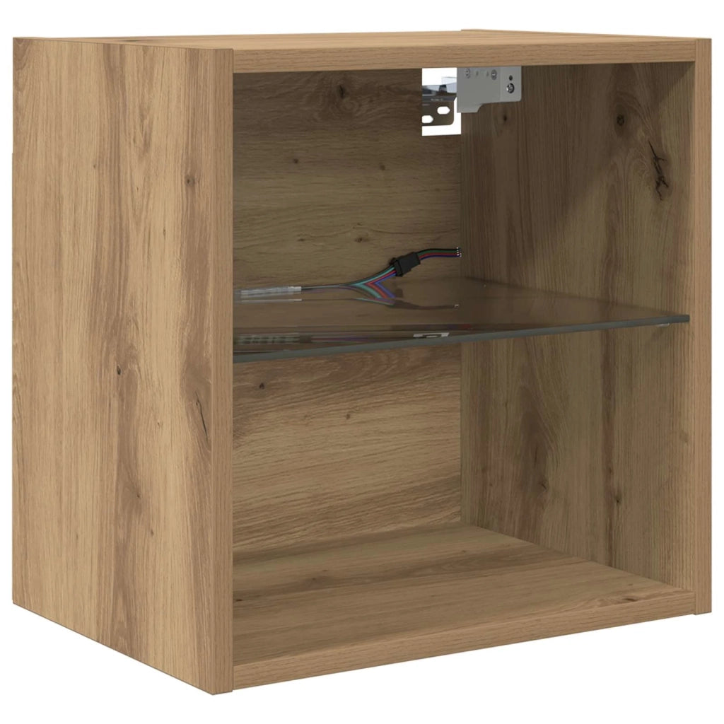 Unit¨¤ a muro per TV con LED con led 5 pz | Armadietto TV | Mobile Porta TV Rovere artigianale