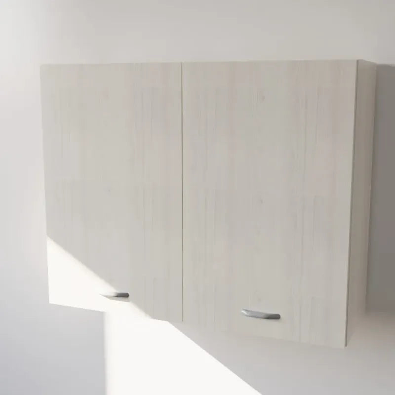 Pensile Cucina  in Legno Nobilitato Larice Bianco Mobile Alto con 2 Ante, Pensile Componibile Moderno Made in Italy (H72XL70XP33cm)