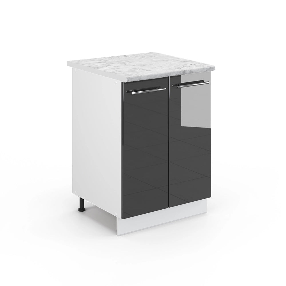 Mobiletto base cucina Fame-Line Antracite lucido/Bianco 60 cm, PL Marmo Vicco