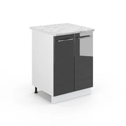 Mobiletto base cucina Fame-Line Antracite lucido/Bianco 60 cm, PL Marmo Vicco