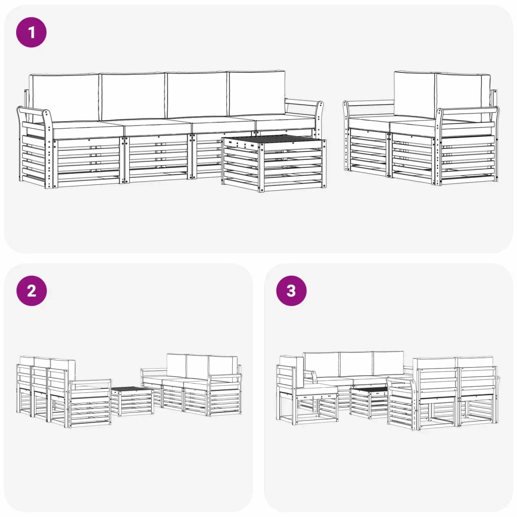 Set di divani da esterno 7 pcs Bianco e Beige Poliestere 3391438