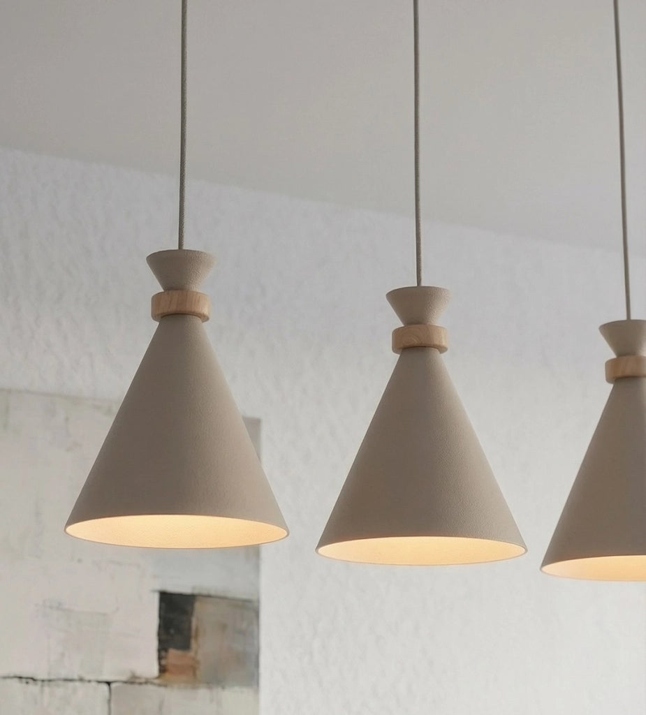 Lampada a sospensione ZERO beige 3xE27 legno Emibig