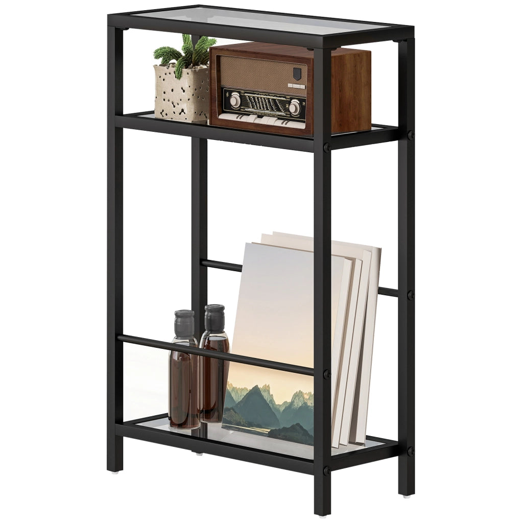Libreria a scaffali con ripiani in vetro ¨C zephmum ¨C nero 18 cm