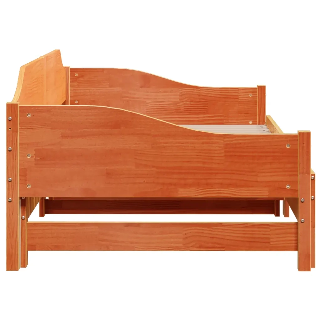Divano letto | Sof¨¤ letto | Letto singolo con Rotelle senza Materasso Marrone Cera 90x190 cm