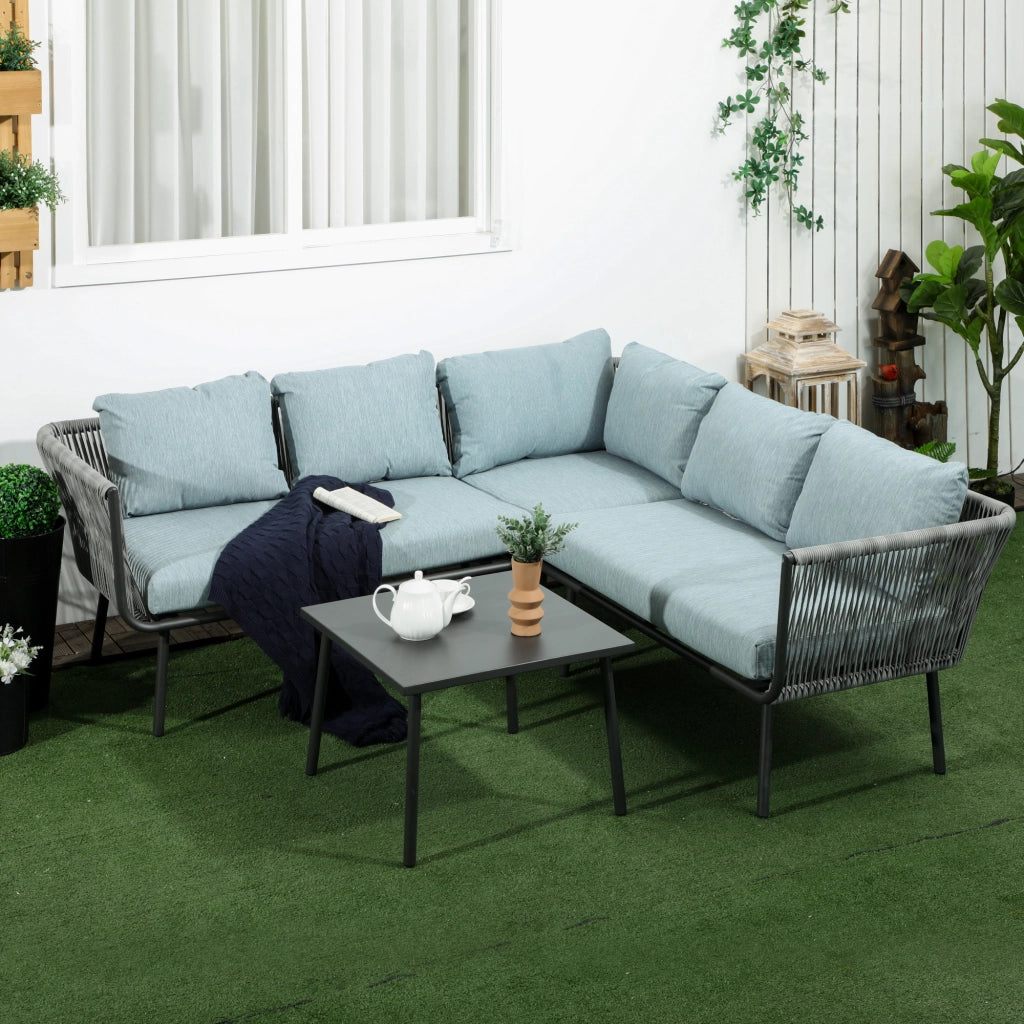 Set Giardino Polyrattan 4 Posti con Cuscini ¨C Minimal ¨C Grigio